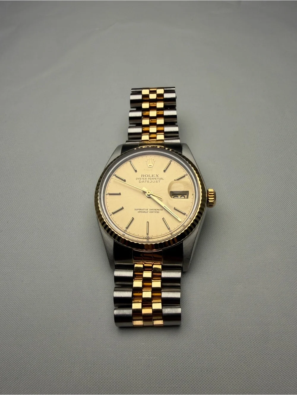 Rolex Datejust 36mm 16013 Jubilee Two Tone 18k Gold Steel Champagne Dial 1978